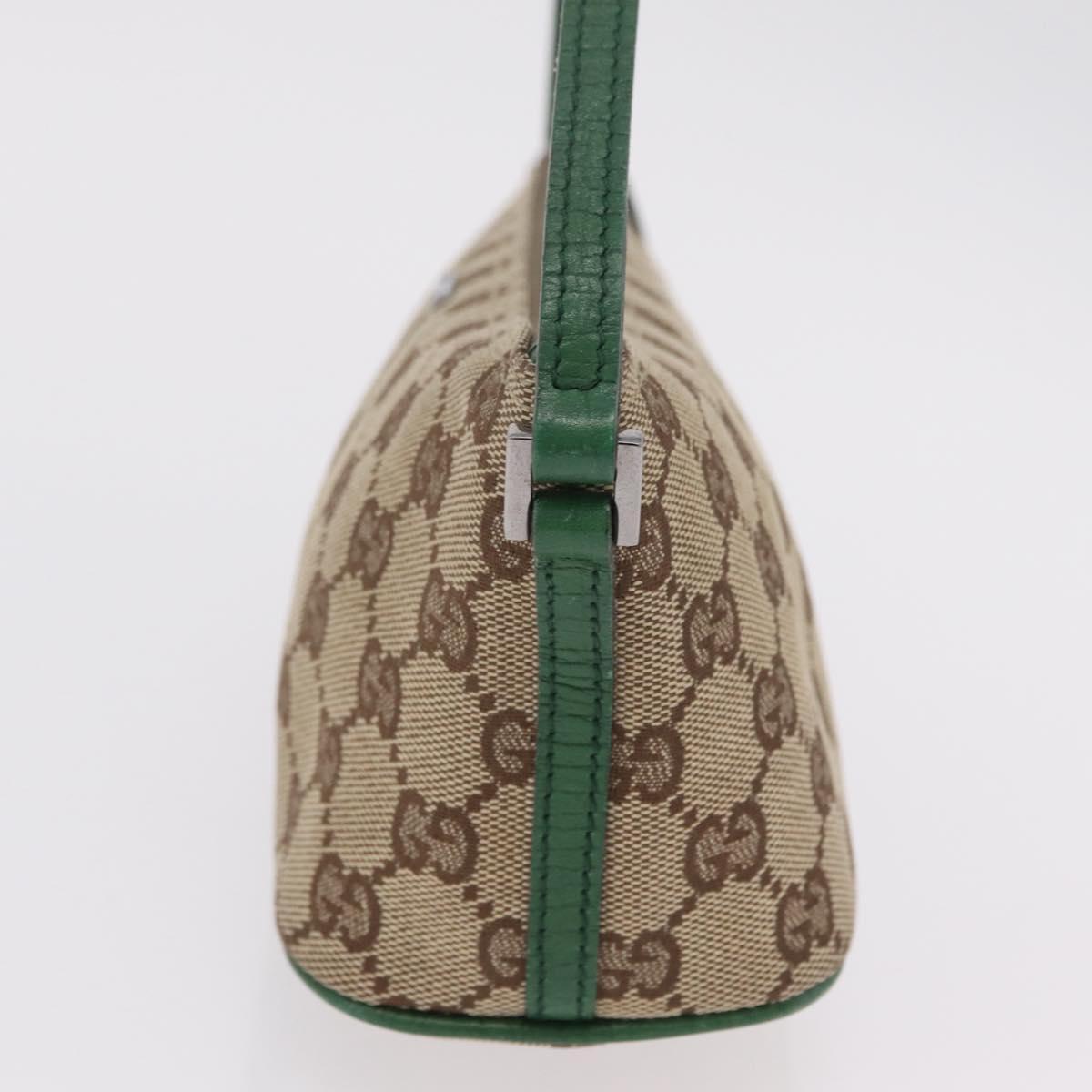 GUCCI GG Canvas Accessory Pouch Beige Green 07198 Auth mr3017A