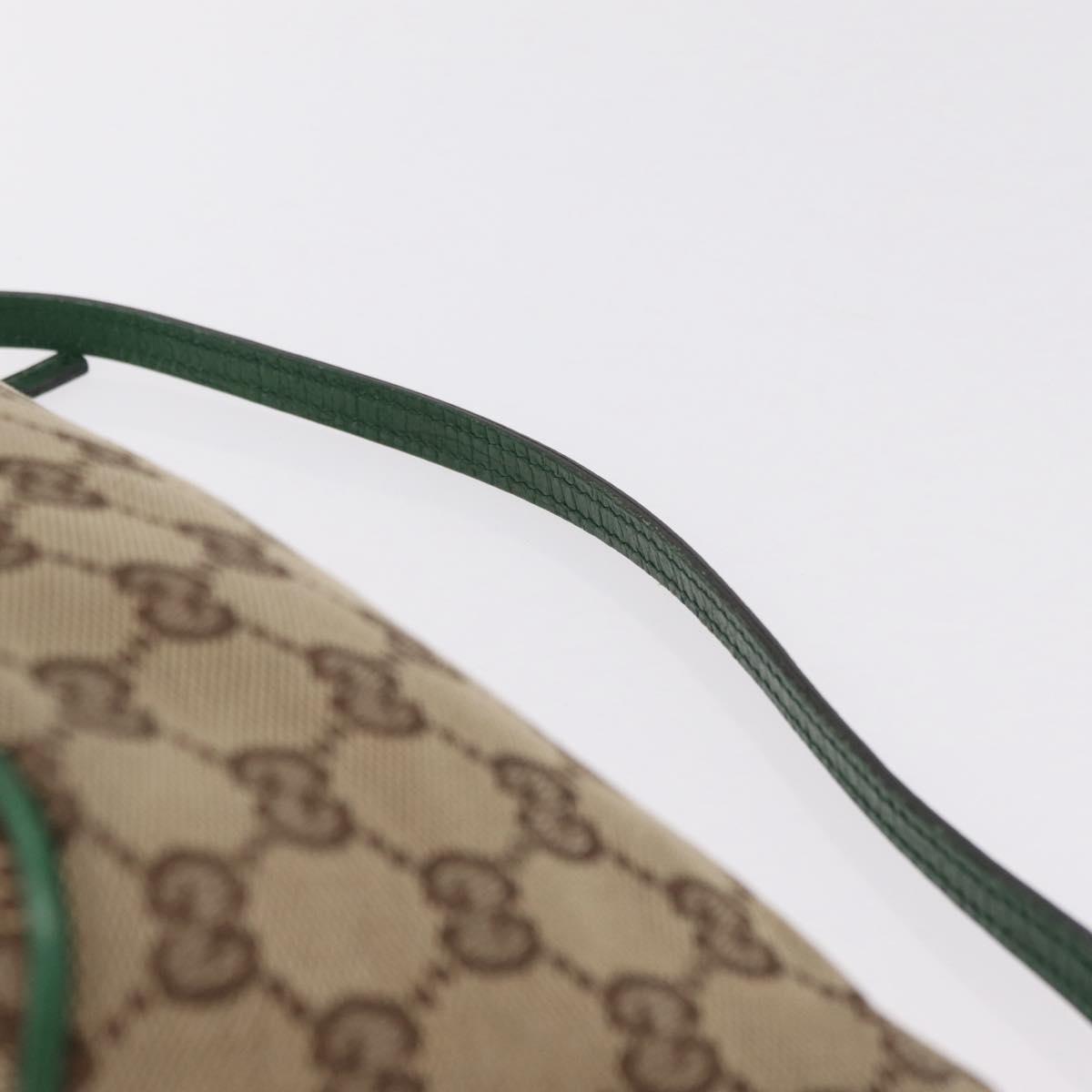 GUCCI GG Canvas Accessory Pouch Beige Green 07198 Auth mr3017A