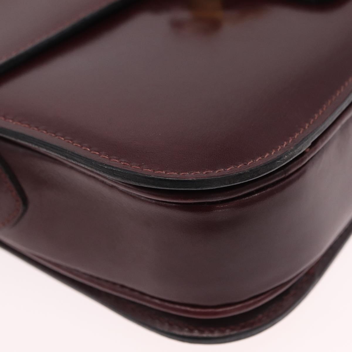 CELINE Shoulder Bag Leather Red Gold Tone Auth mr3019