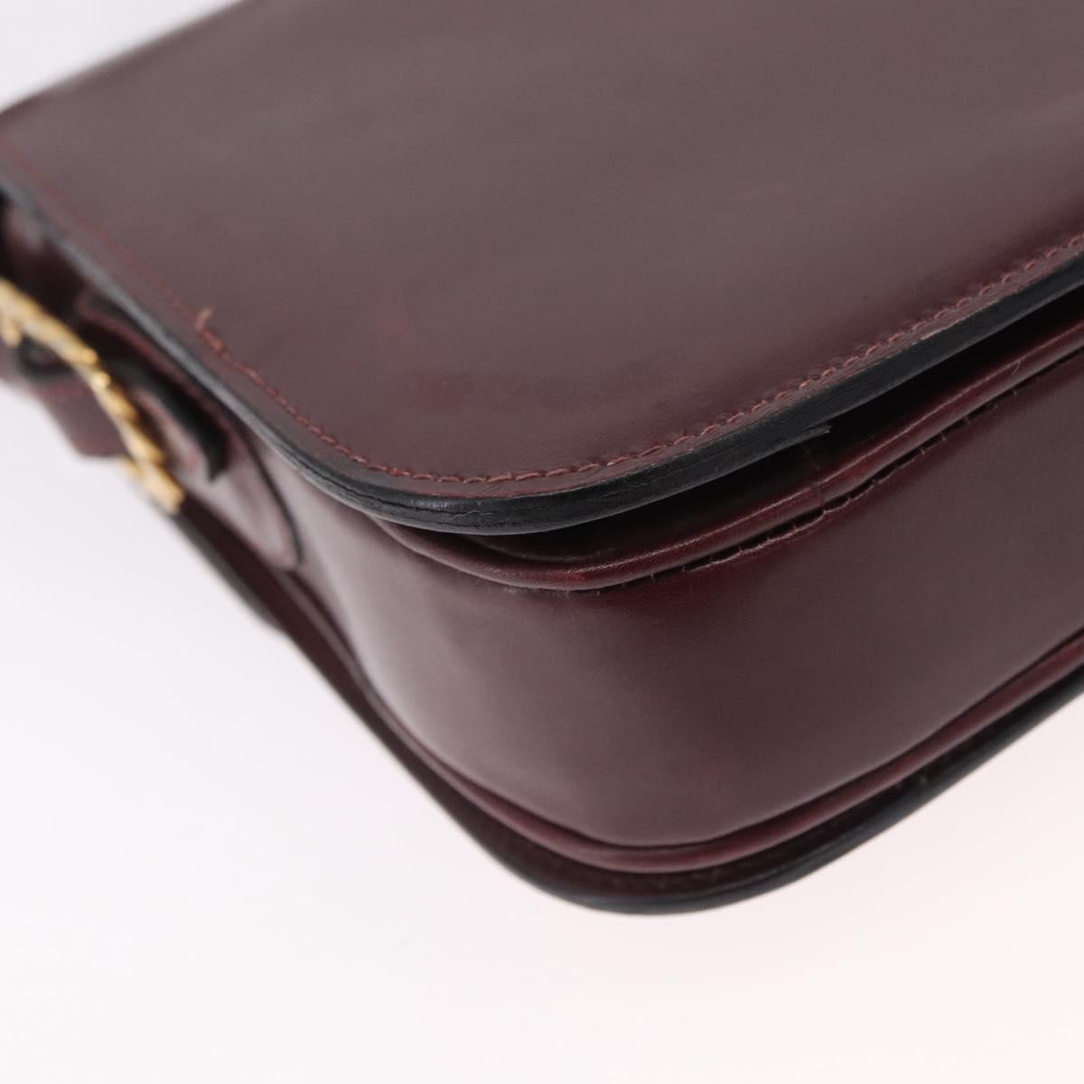 CELINE Shoulder Bag Leather Red Gold Tone Auth mr3019