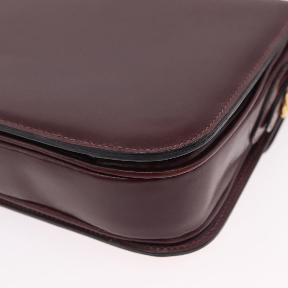 CELINE Shoulder Bag Leather Red Gold Tone Auth mr3019