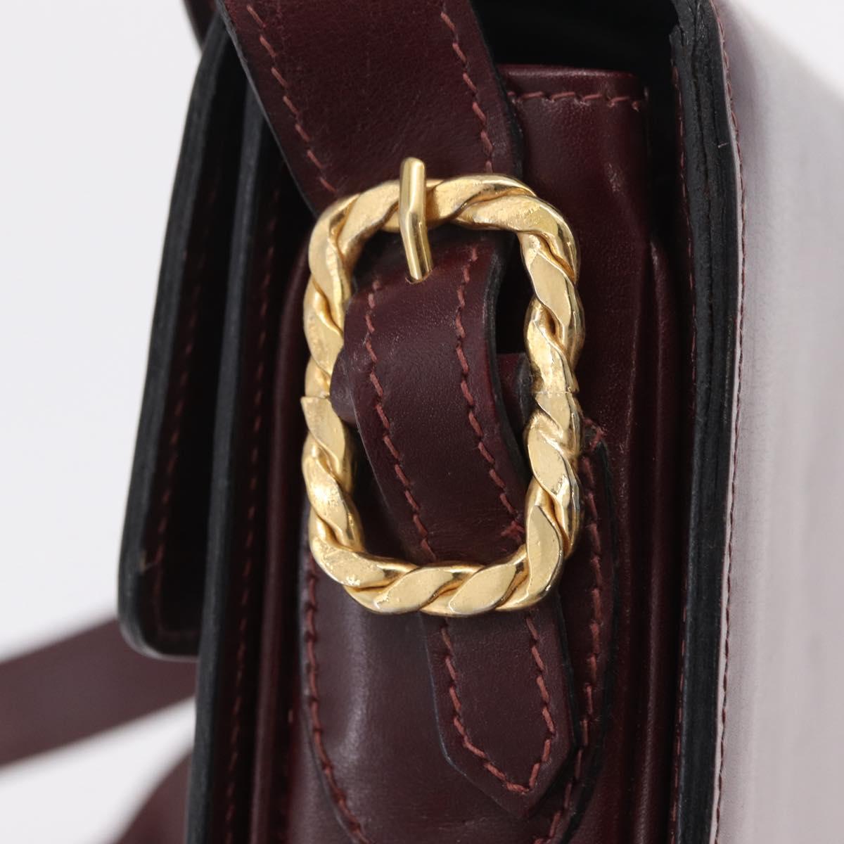 CELINE Shoulder Bag Leather Red Gold Tone Auth mr3019