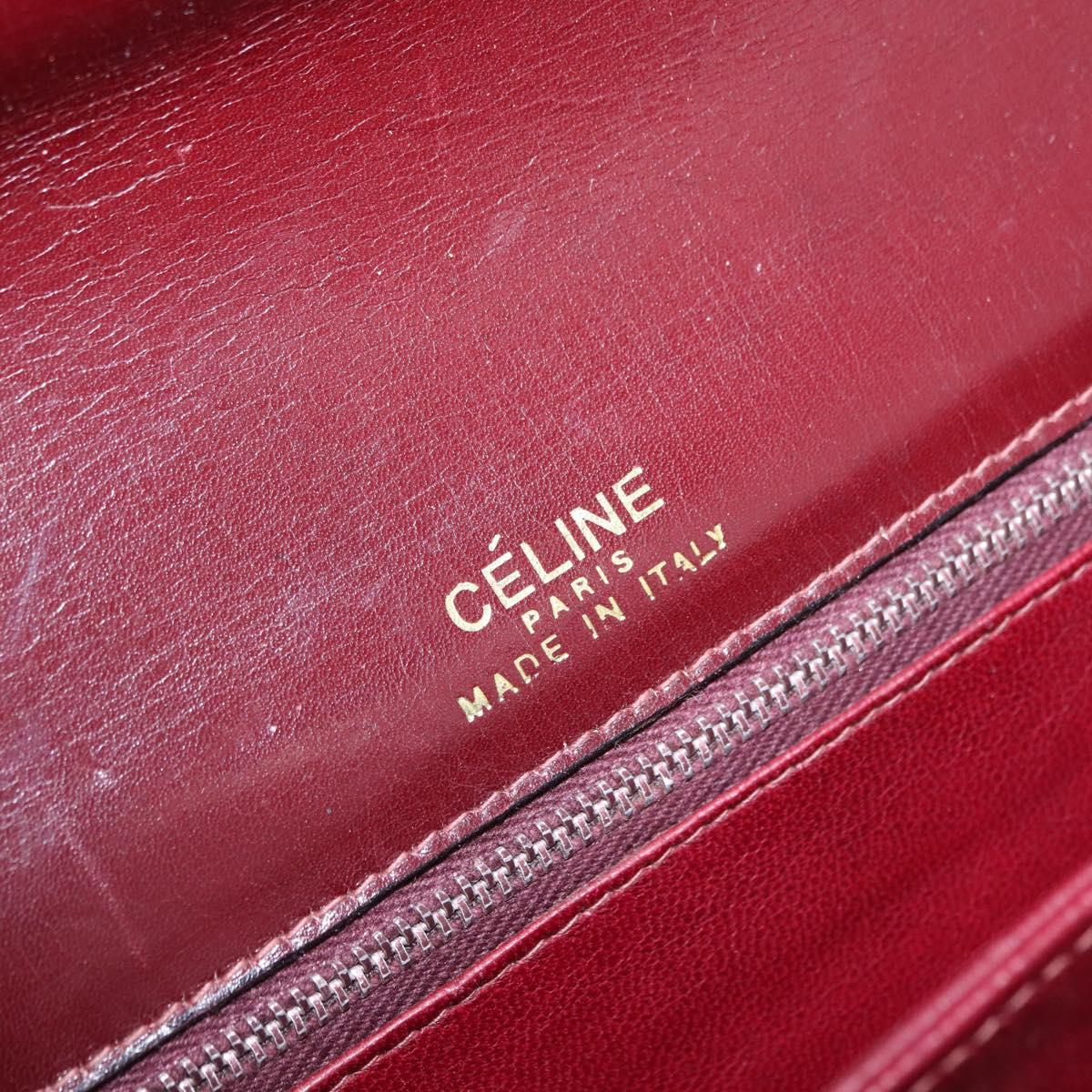 CELINE Shoulder Bag Leather Red Gold Tone Auth mr3019