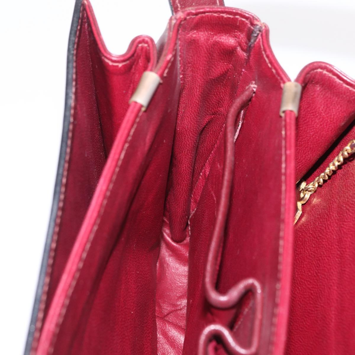 CELINE Shoulder Bag Leather Red Gold Tone Auth mr3019