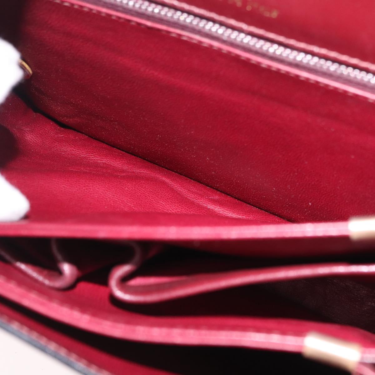 CELINE Shoulder Bag Leather Red Gold Tone Auth mr3019
