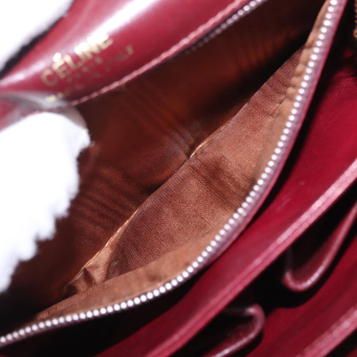 CELINE Shoulder Bag Leather Red Gold Tone Auth mr3019