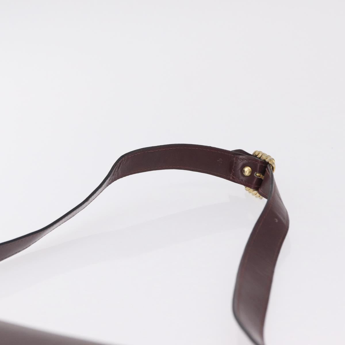 CELINE Shoulder Bag Leather Red Gold Tone Auth mr3019