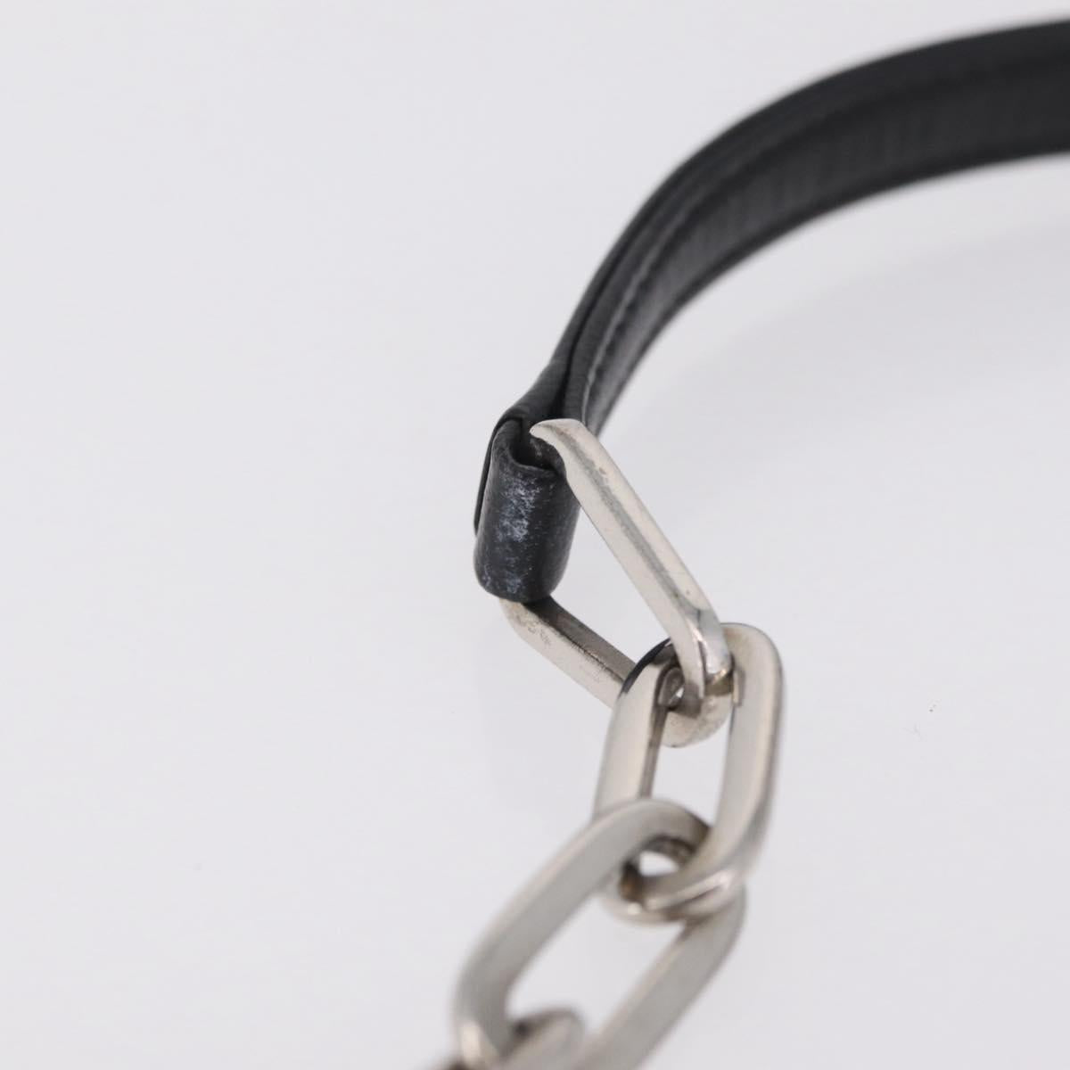 PRADA Chain Shoulder Bag Leather Black Silver Auth mr3021