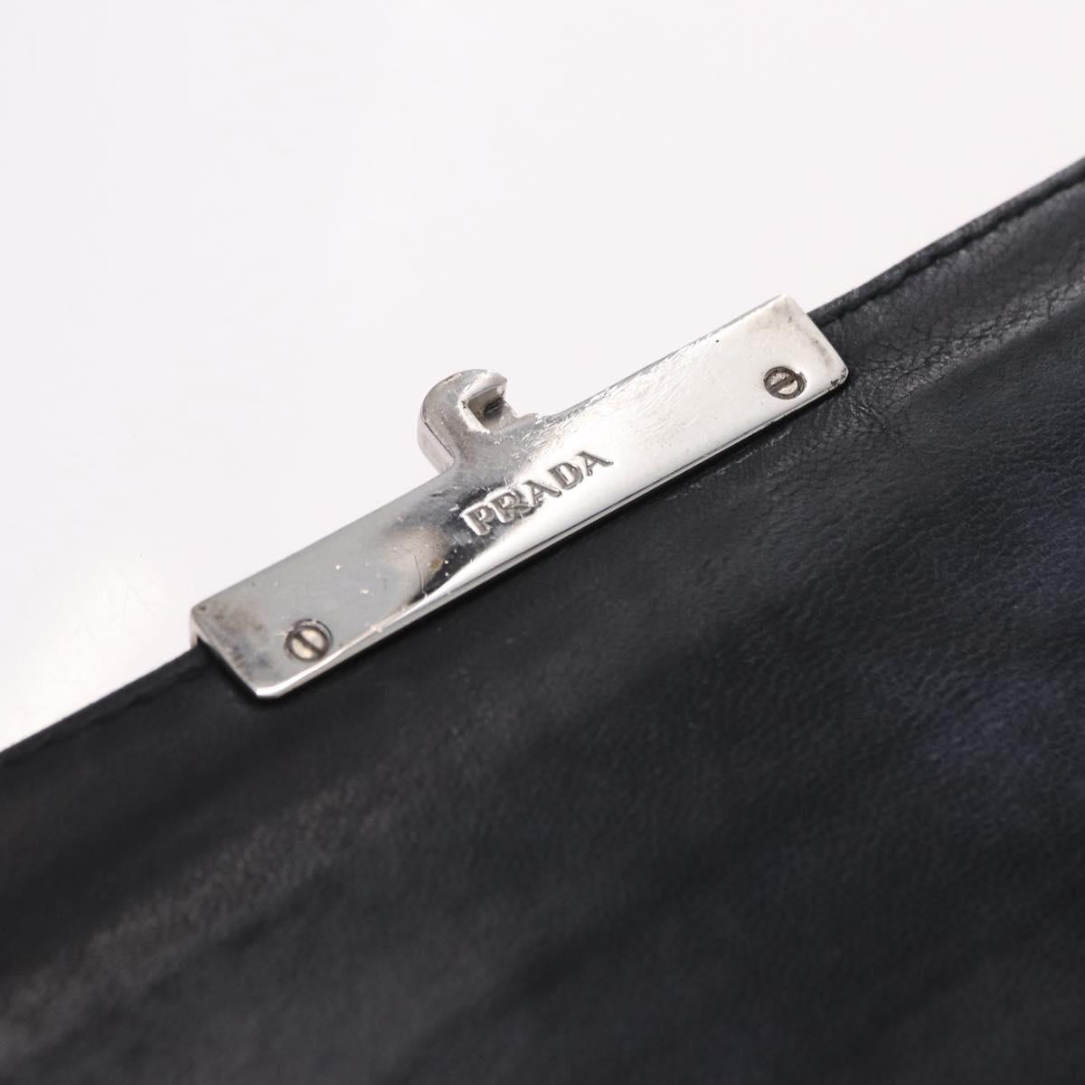 PRADA Chain Shoulder Bag Leather Black Silver Auth mr3021