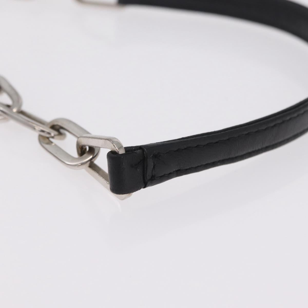 PRADA Chain Shoulder Bag Leather Black Silver Auth mr3021