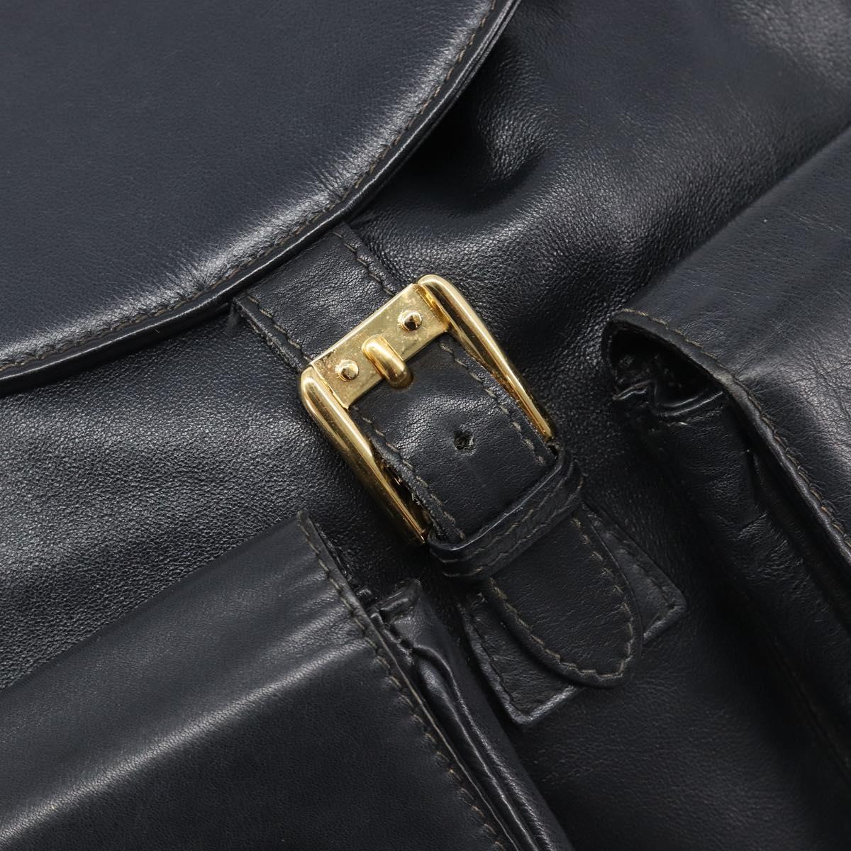 GUCCI Bamboo Backpack Leather Black Gold Tone 003 38 0016 Auth mr3026A