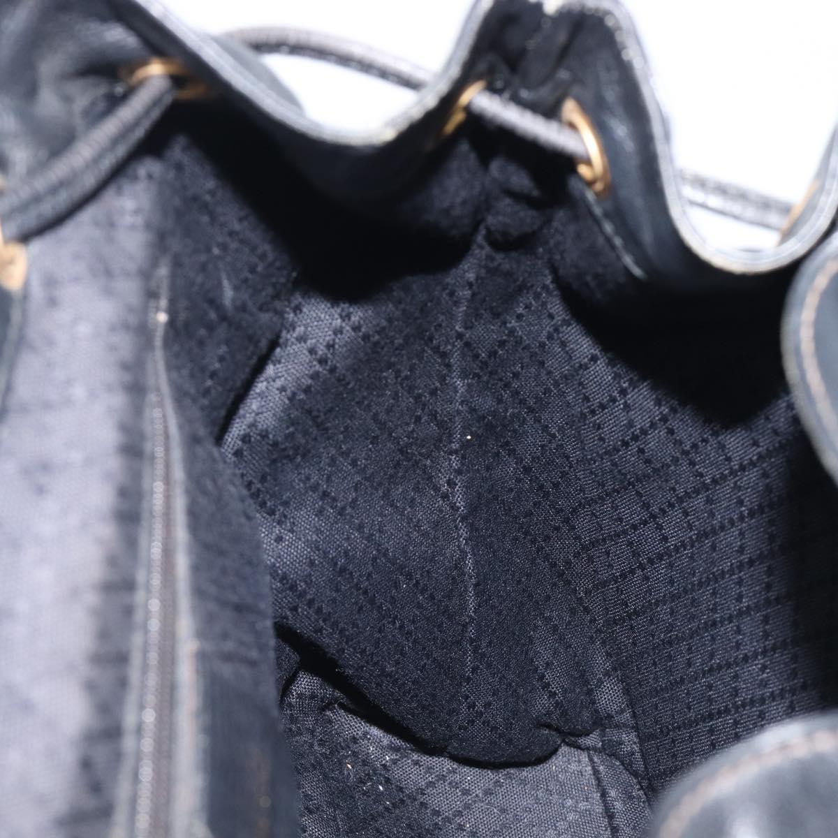 GUCCI Bamboo Backpack Leather Black Gold Tone 003 38 0016 Auth mr3026A