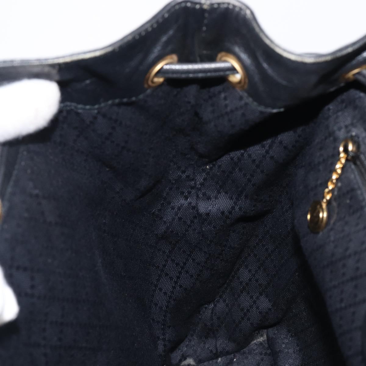 GUCCI Bamboo Backpack Leather Black Gold Tone 003 38 0016 Auth mr3026A