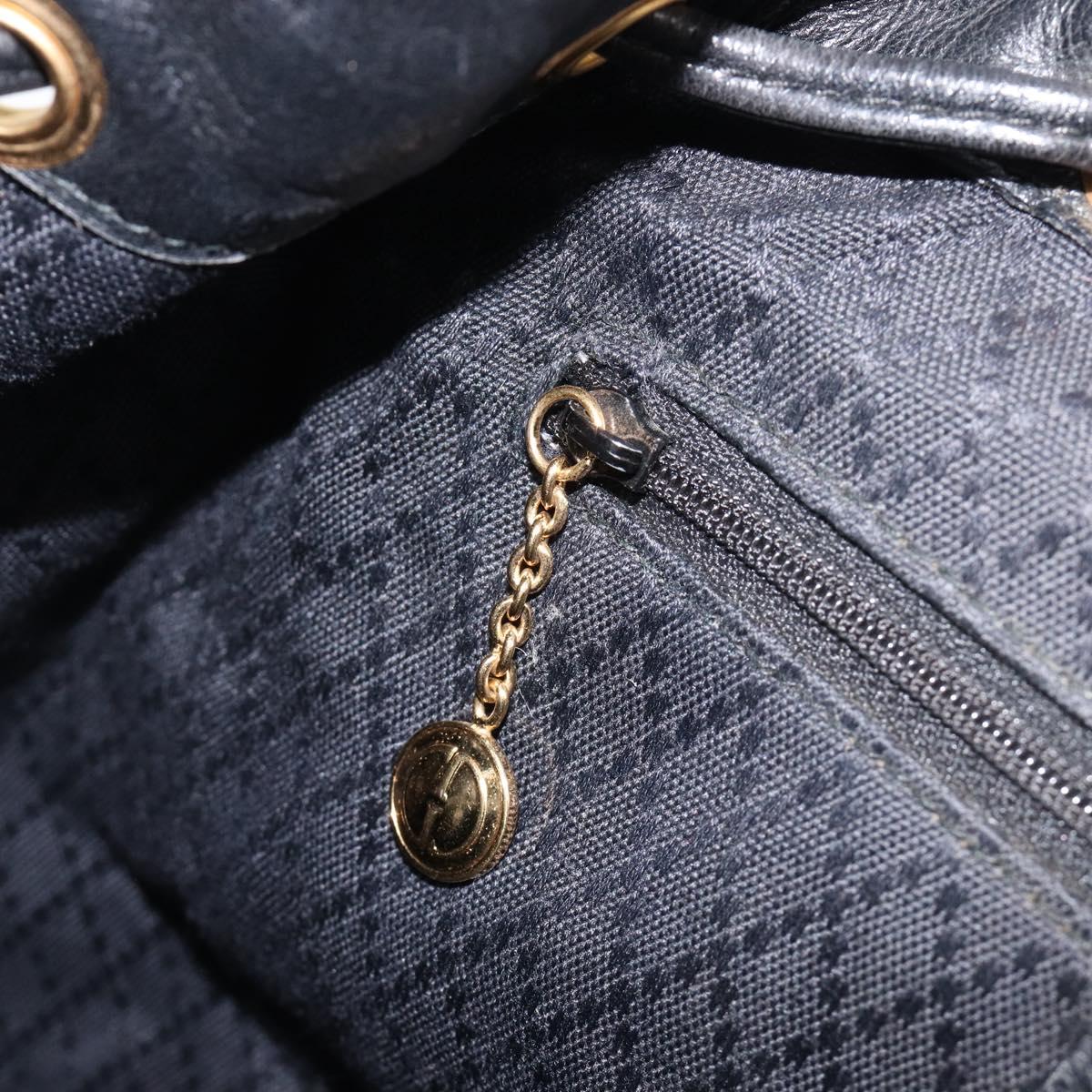 GUCCI Bamboo Backpack Leather Black Gold Tone 003 38 0016 Auth mr3026A