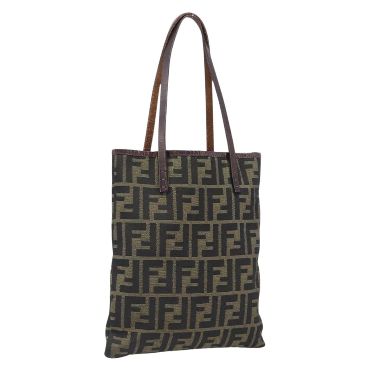 FENDI Zucca Canvas Hand Bag Brown Auth mr3027