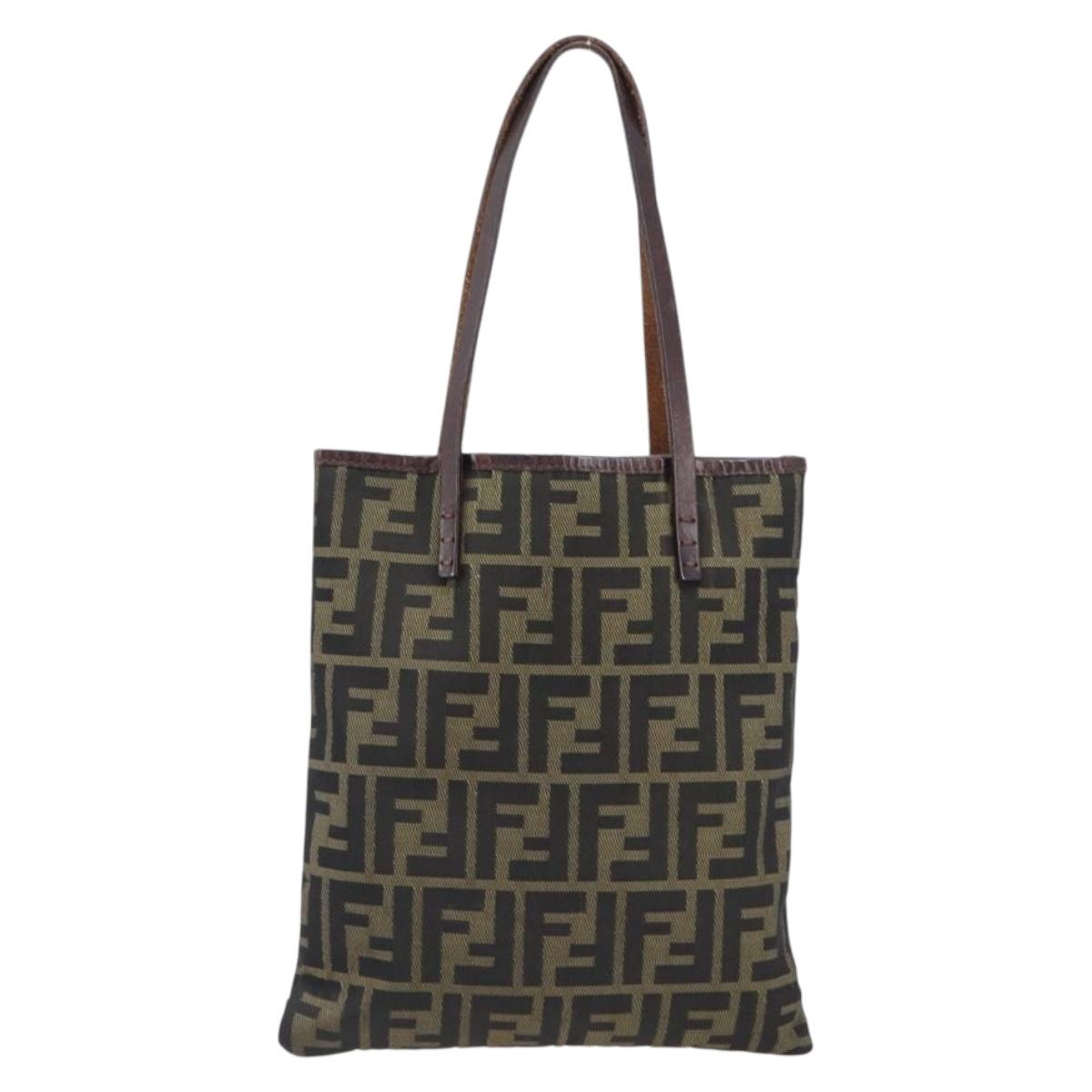 FENDI Zucca Canvas Hand Bag Brown Auth mr3027