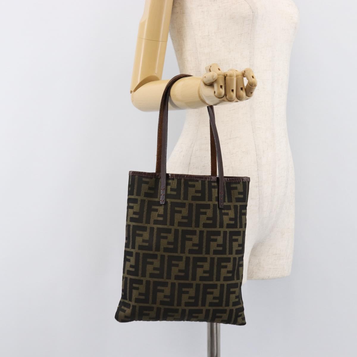 FENDI Zucca Canvas Hand Bag Brown Auth mr3027