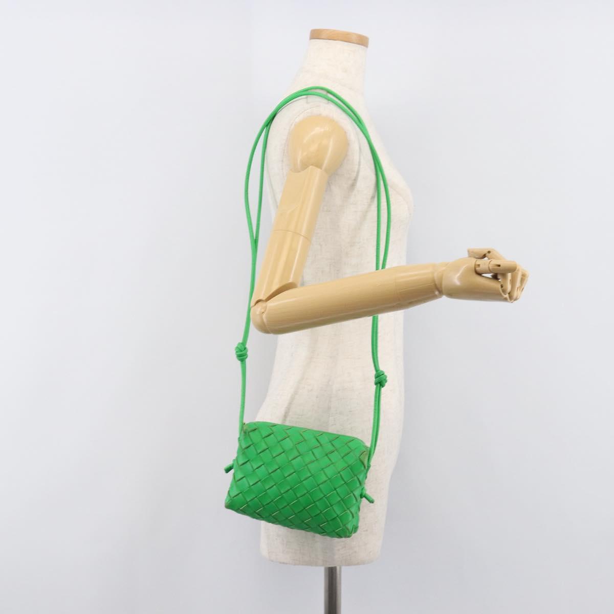 BOTTEGA VENETA INTRECCIATO Mini Barakito Shoulder Bag Leather Green Auth mr3028V
