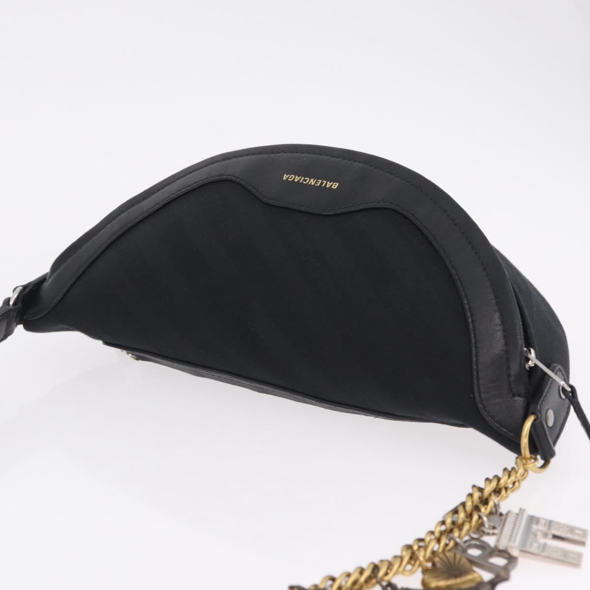 BALENCIAGA Souvenir Body Bag Leather Black Silver 531550 Auth mr3029A