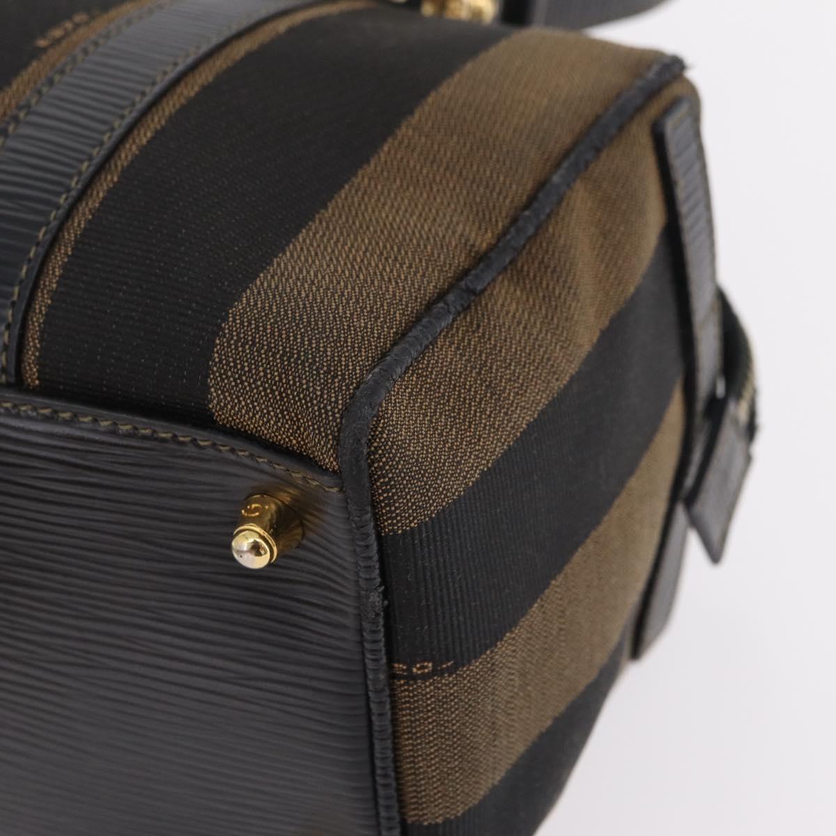 FENDI Pecan Mini Boston Bag Canvas 2way Brown Gold Tone Auth mr3030A