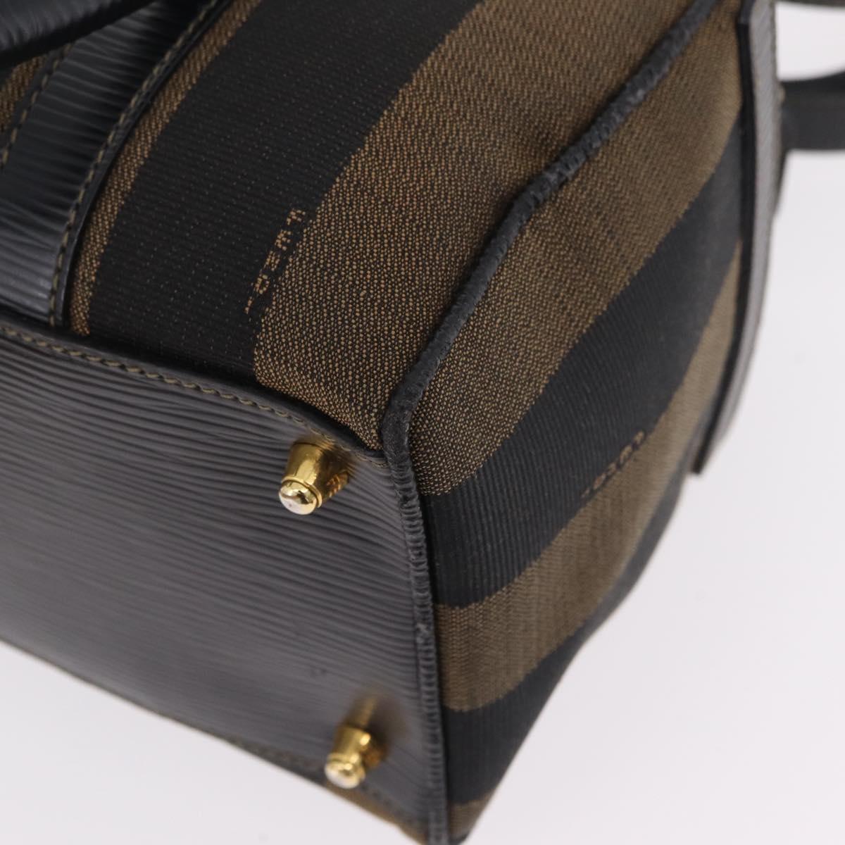 FENDI Pecan Mini Boston Bag Canvas 2way Brown Gold Tone Auth mr3030A