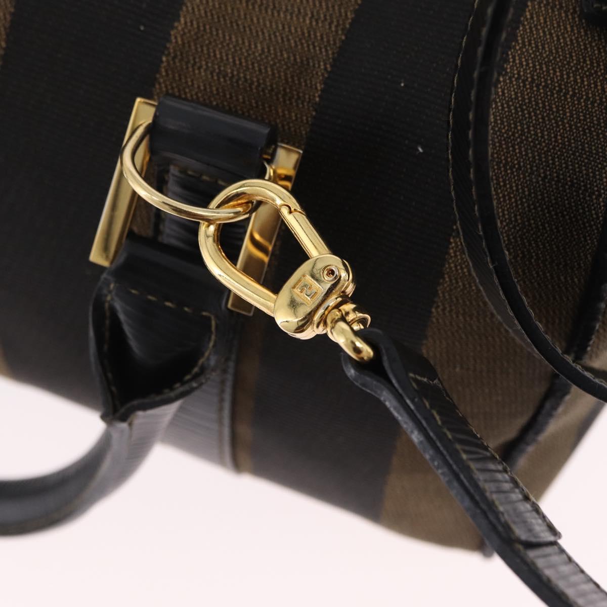 FENDI Pecan Mini Boston Bag Canvas 2way Brown Gold Tone Auth mr3030A