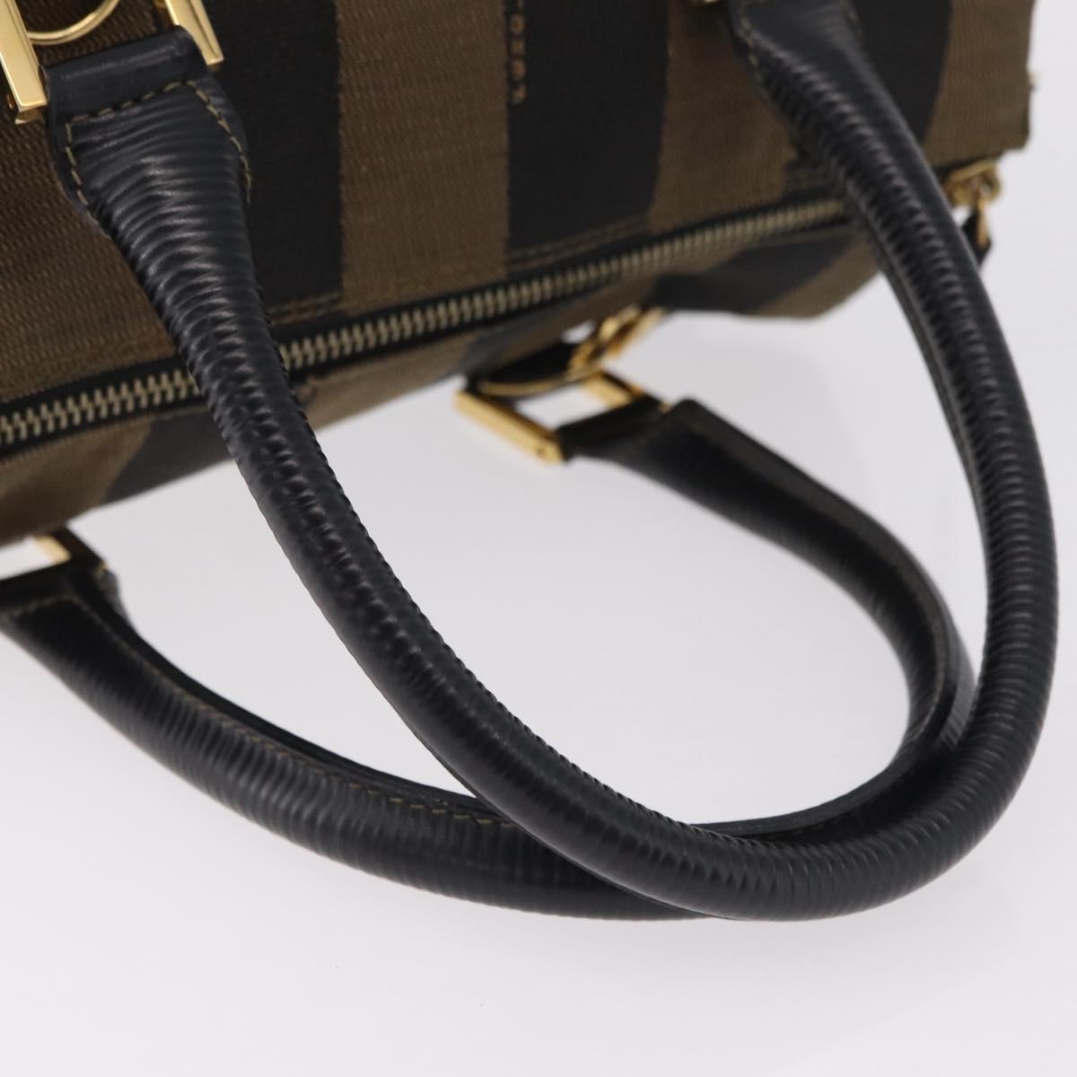 FENDI Pecan Mini Boston Bag Canvas 2way Brown Gold Tone Auth mr3030A