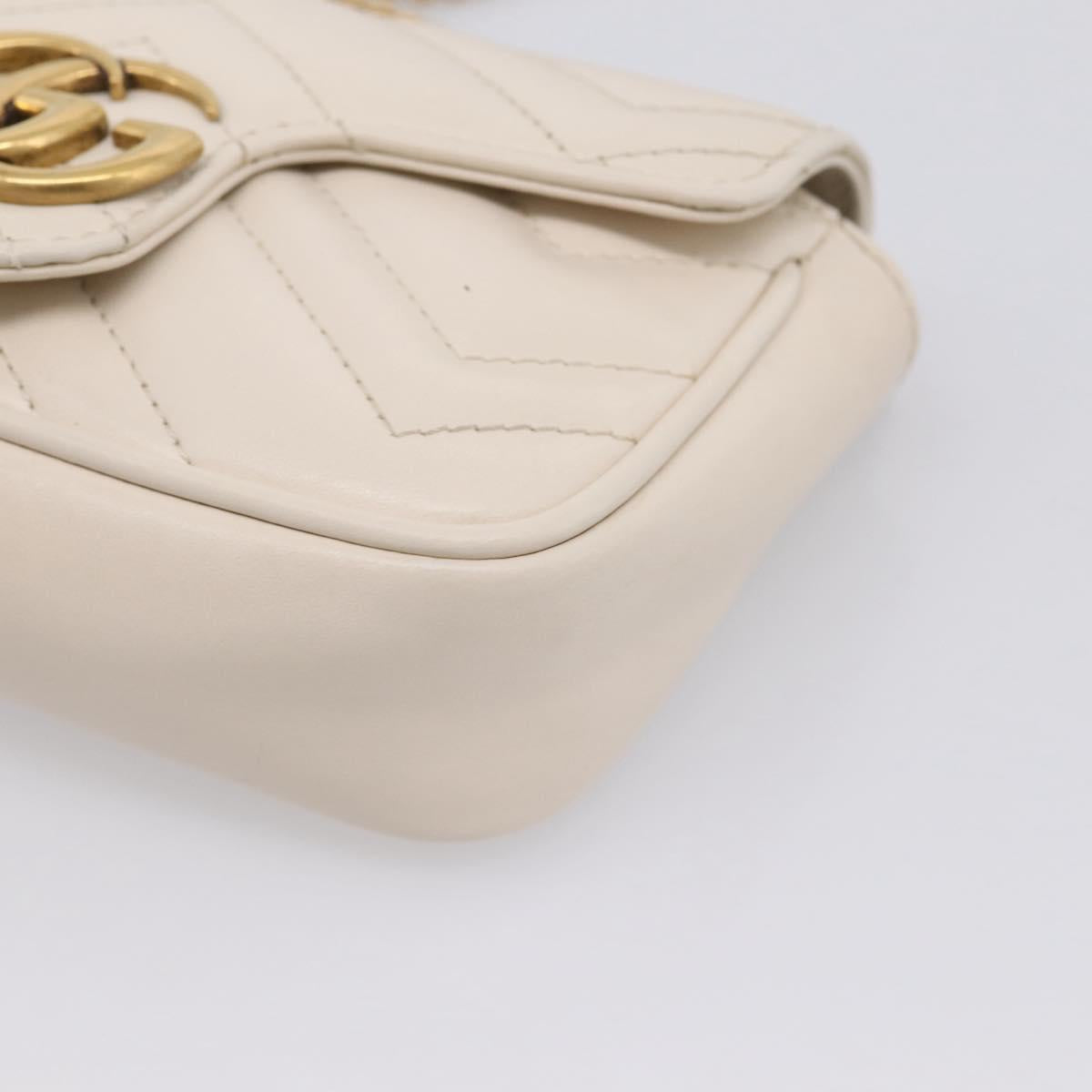 GUCCI Chain Shoulder Bag Leather Beige Gold Tone 476433 Auth mr3031V