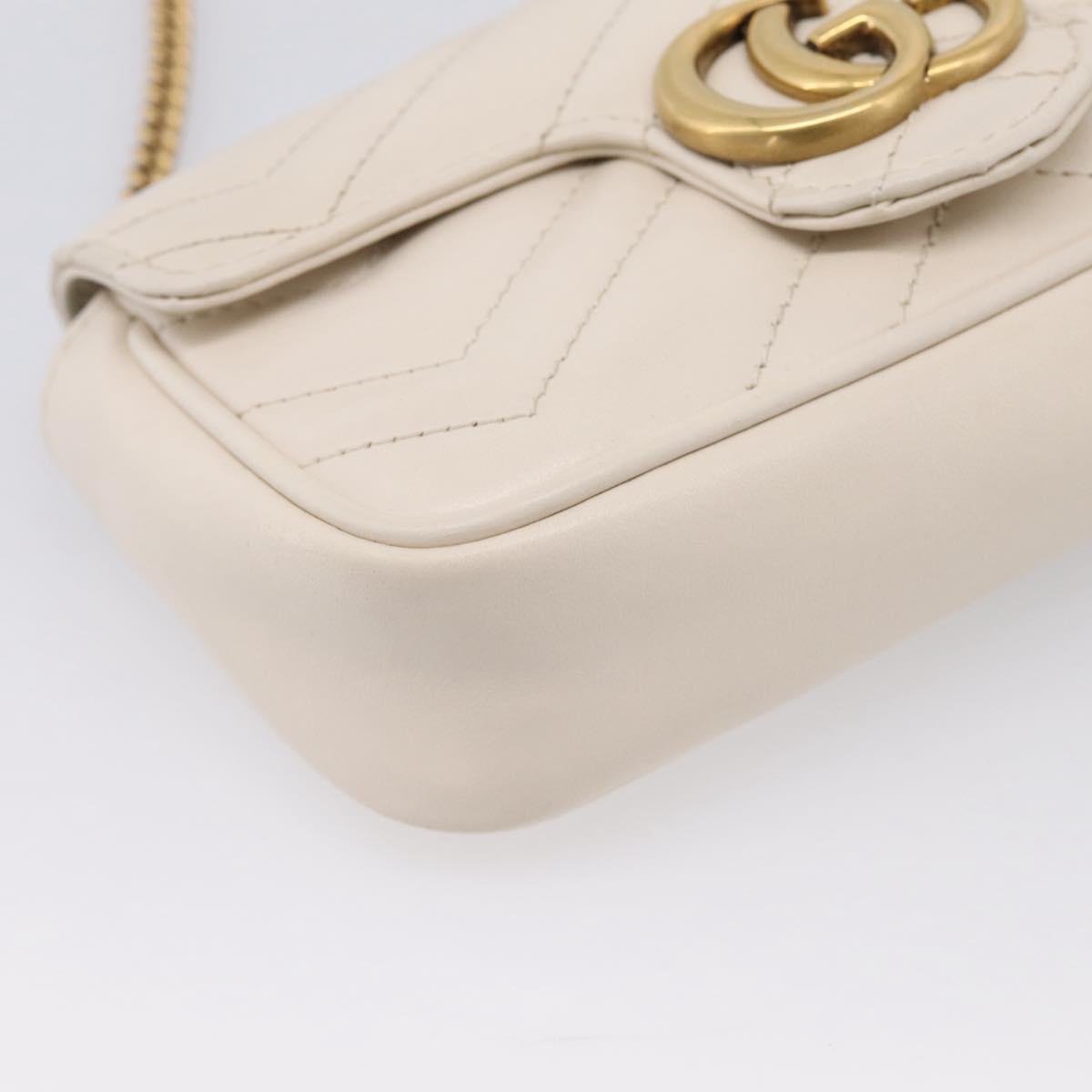 GUCCI Chain Shoulder Bag Leather Beige Gold Tone 476433 Auth mr3031V