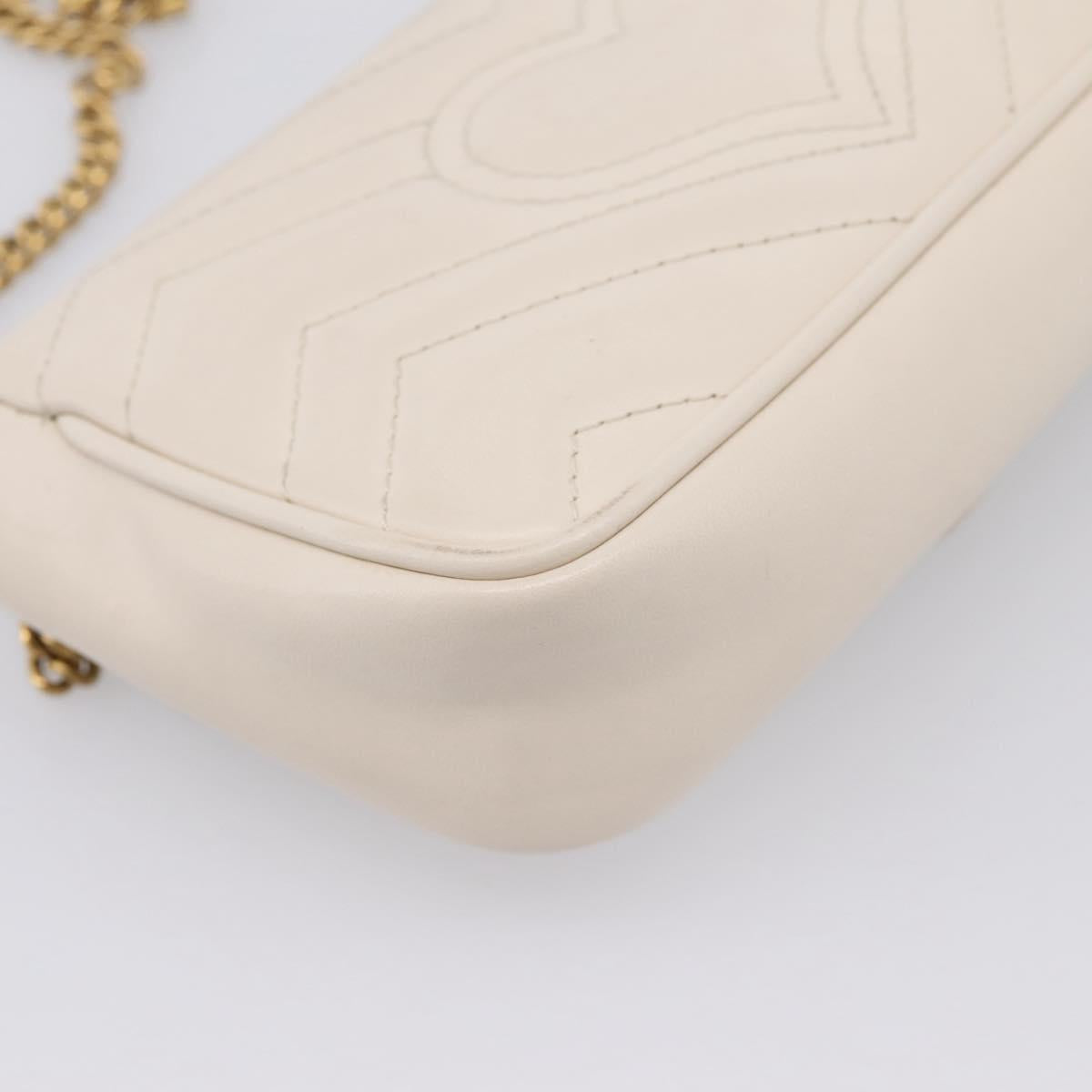 GUCCI Chain Shoulder Bag Leather Beige Gold Tone 476433 Auth mr3031V