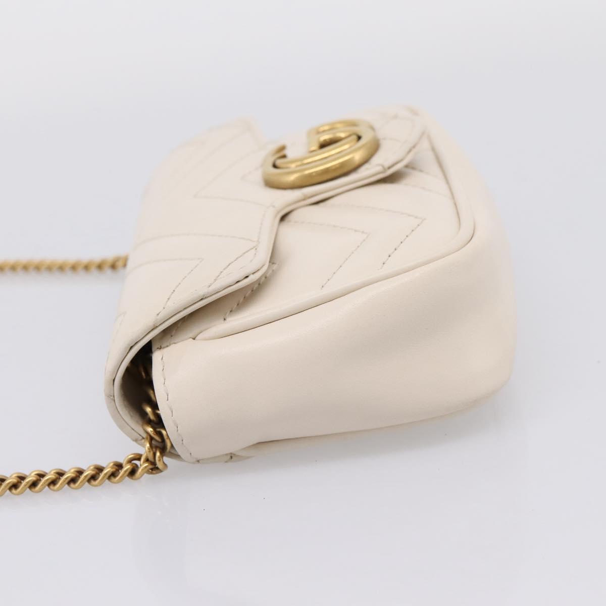 GUCCI Chain Shoulder Bag Leather Beige Gold Tone 476433 Auth mr3031V