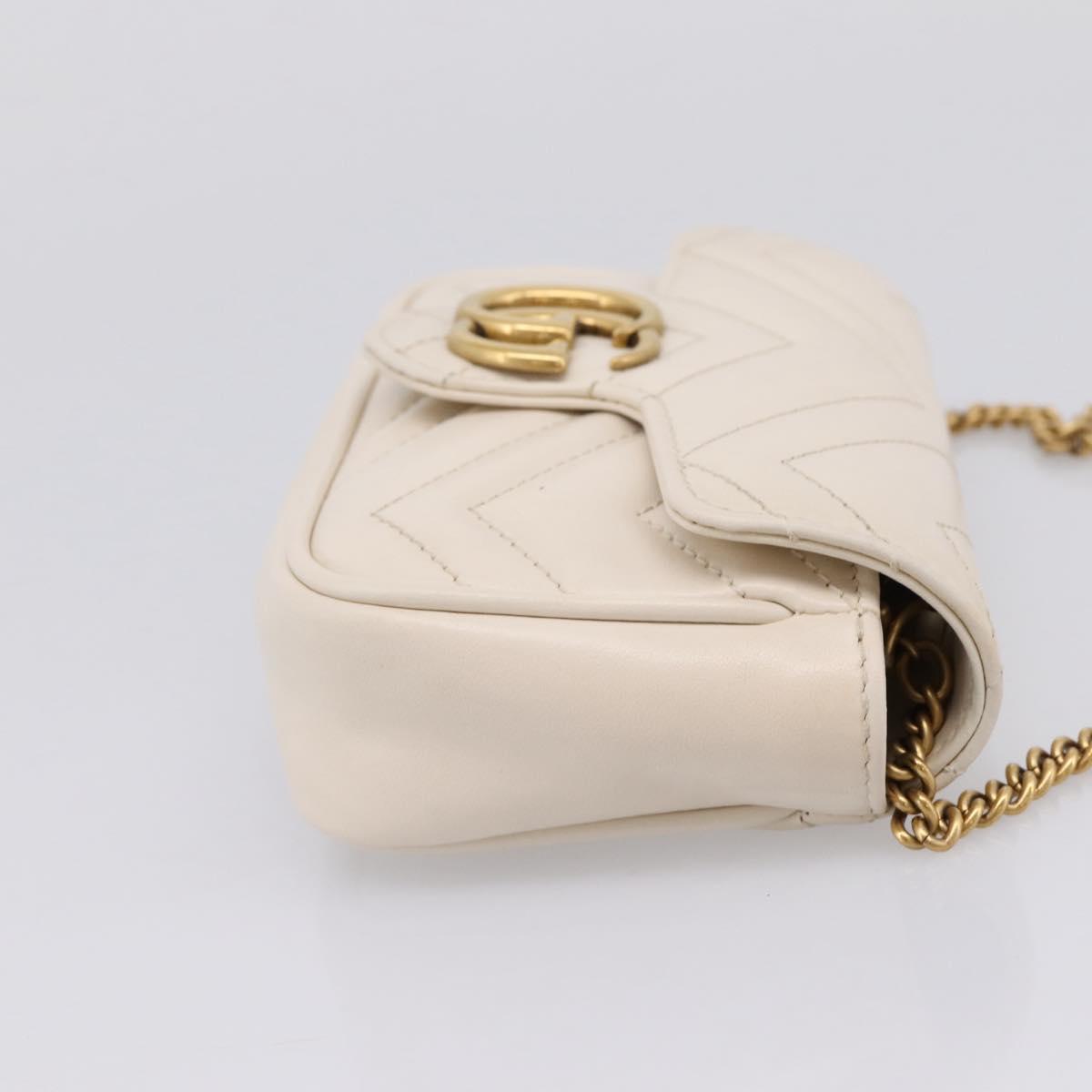 GUCCI Chain Shoulder Bag Leather Beige Gold Tone 476433 Auth mr3031V