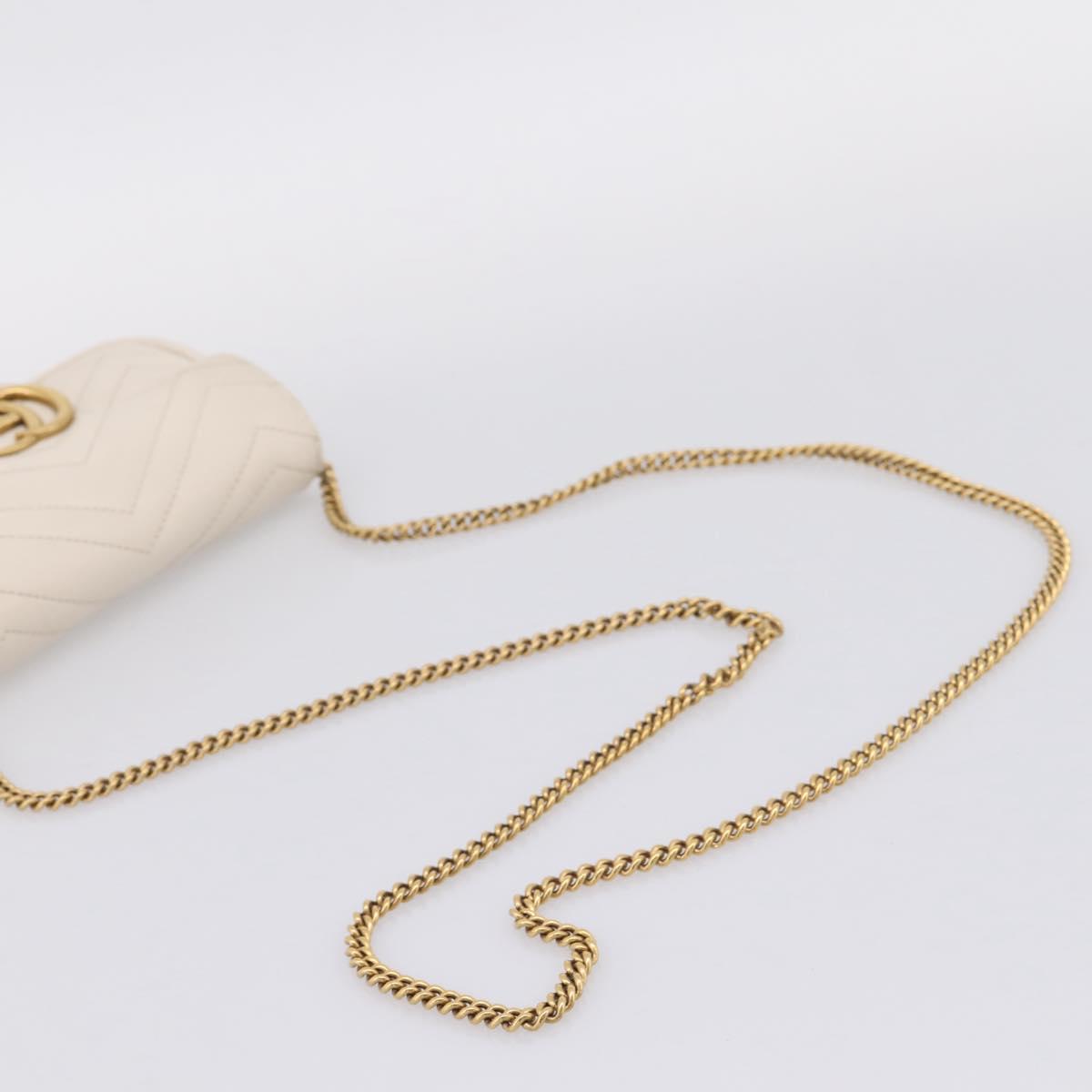 GUCCI Chain Shoulder Bag Leather Beige Gold Tone 476433 Auth mr3031V