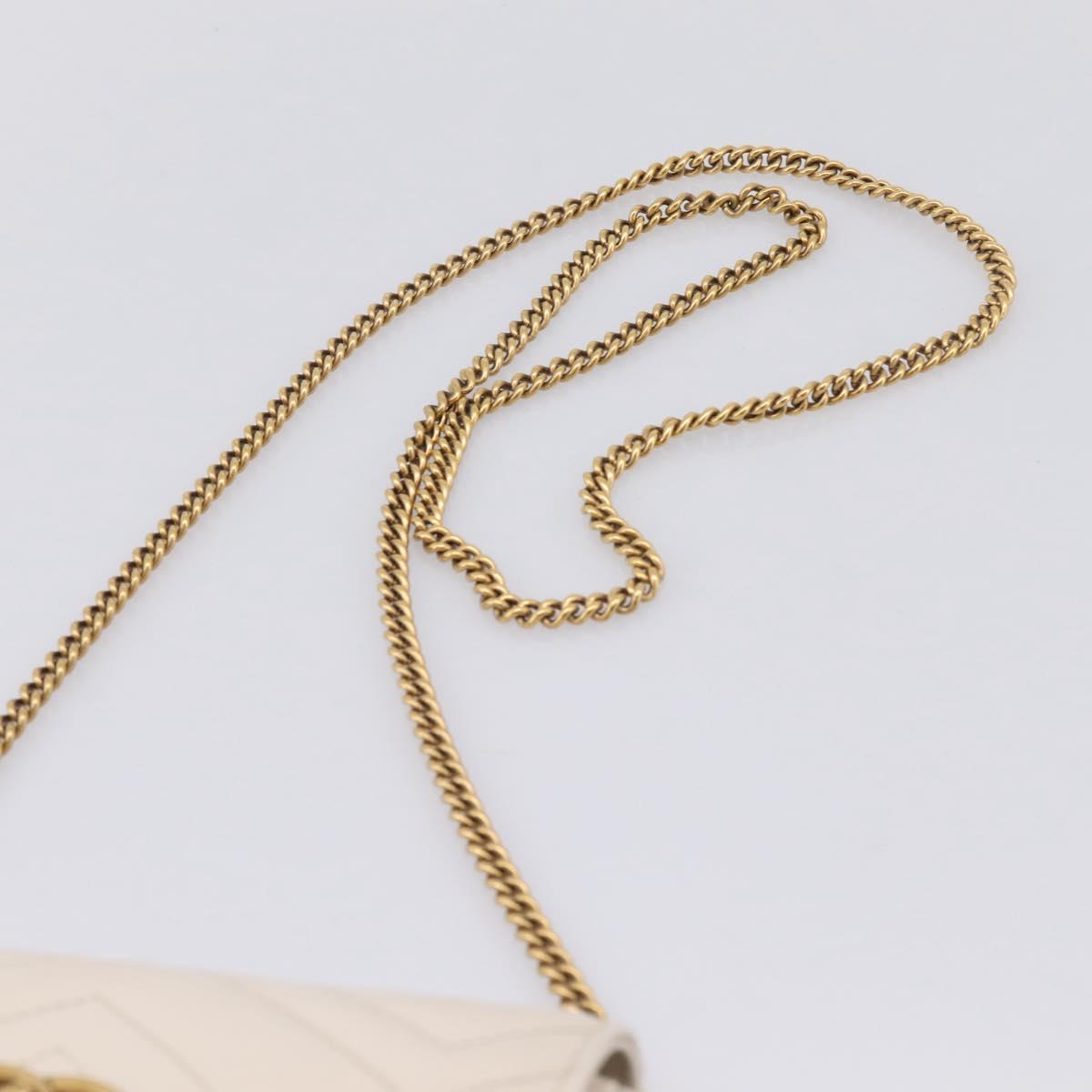 GUCCI Chain Shoulder Bag Leather Beige Gold Tone 476433 Auth mr3031V