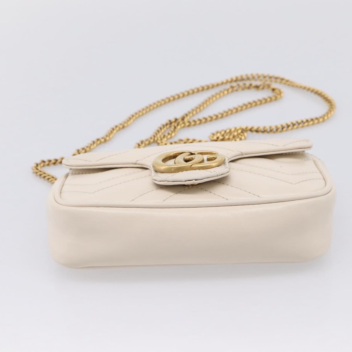 GUCCI Chain Shoulder Bag Leather Beige Gold Tone 476433 Auth mr3031V