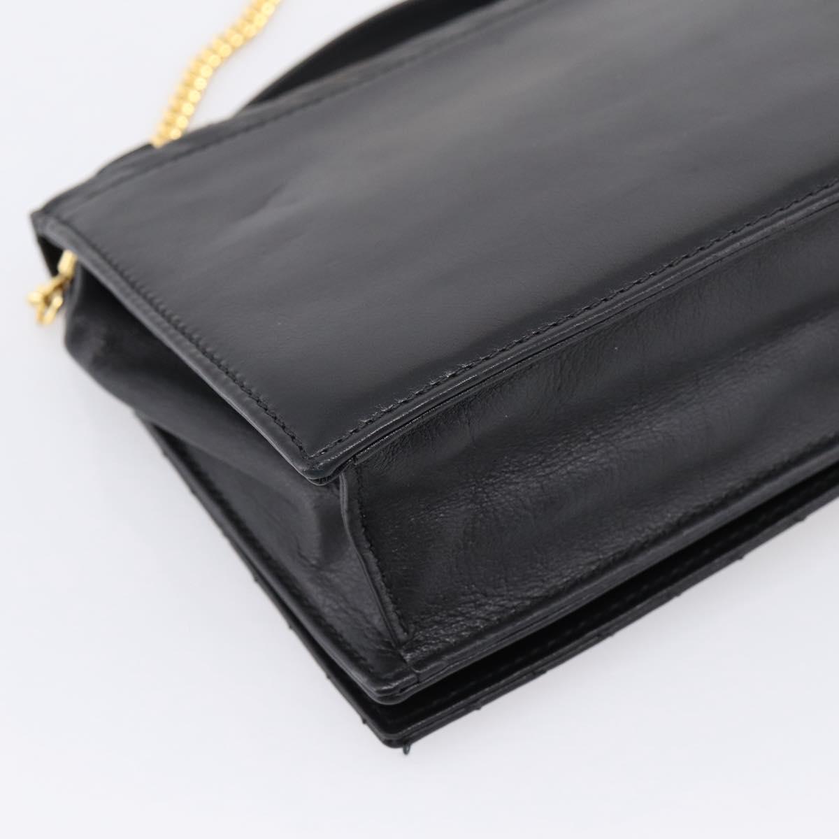 CELINE Hand Bag Leather 2way Black Gold Tone Auth mr3033V