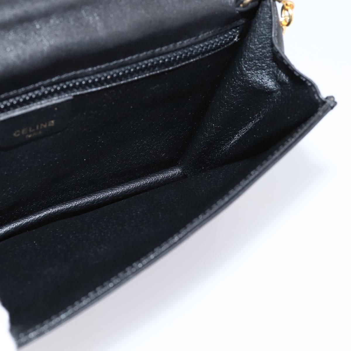 CELINE Hand Bag Leather 2way Black Gold Tone Auth mr3033V