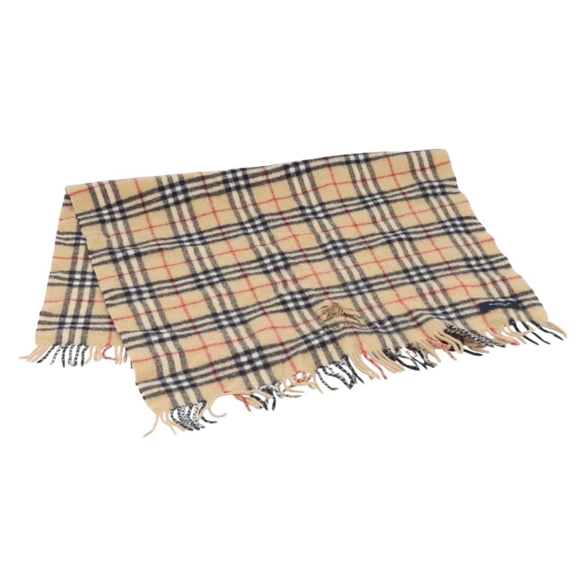 BURBERRY Nova Check Scarf Wool Beige Auth mr3035