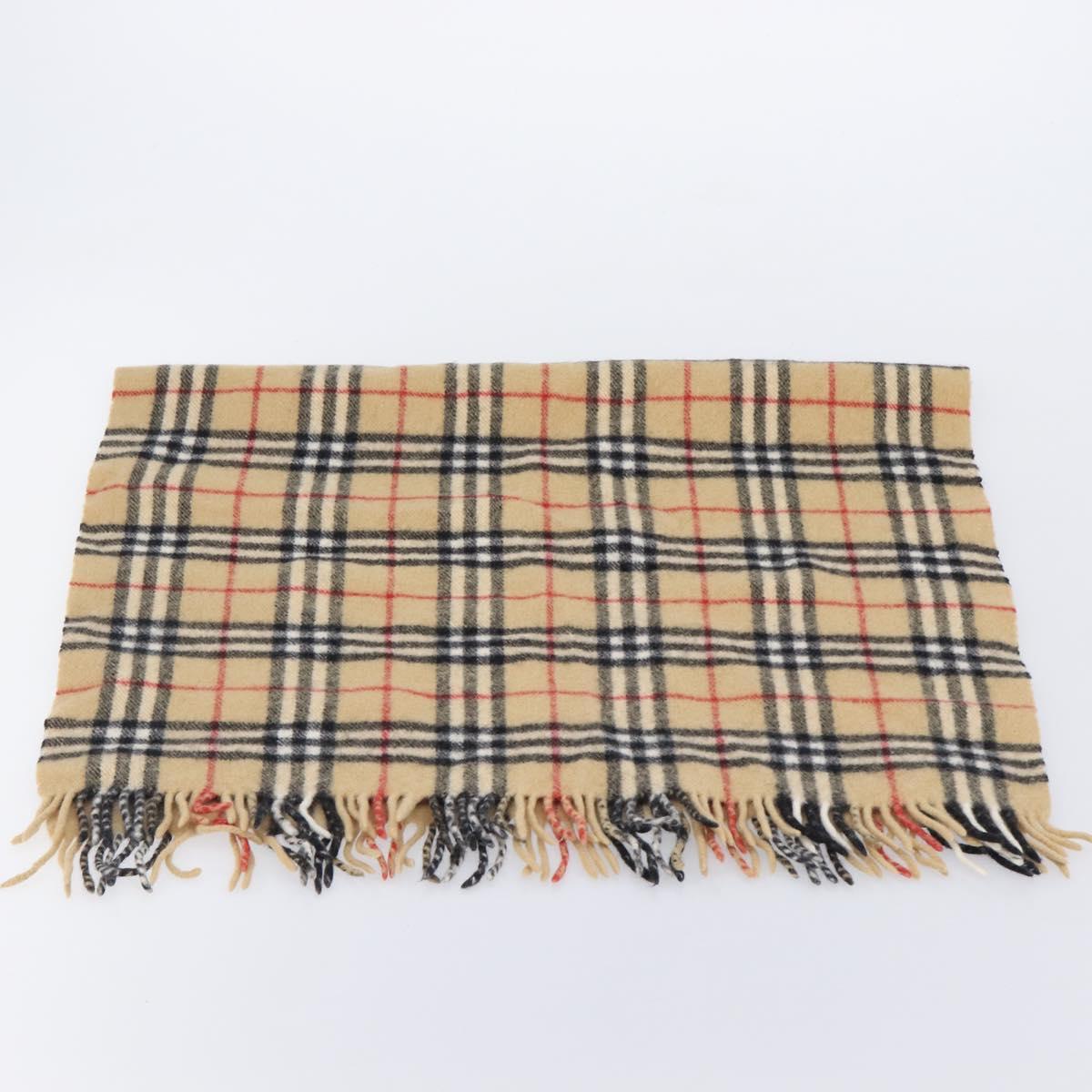 BURBERRY Nova Check Scarf Wool Beige Auth mr3035