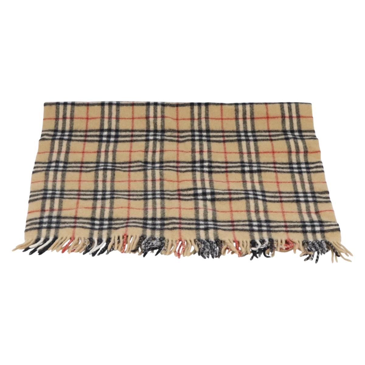 BURBERRY Nova Check Scarf Wool Beige Auth mr3035