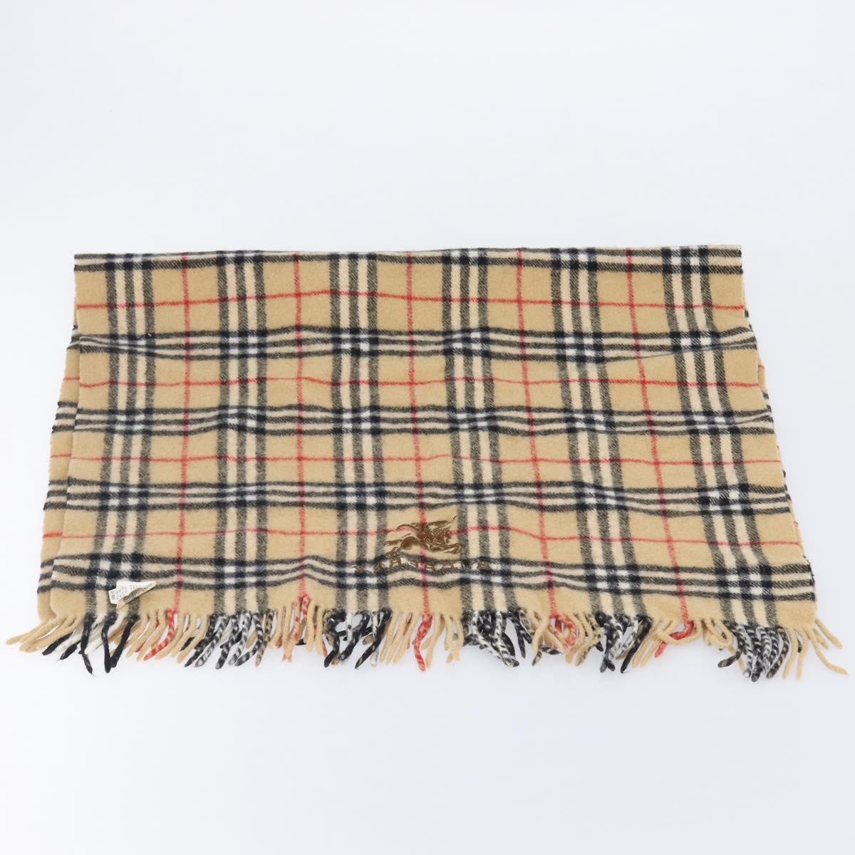 BURBERRY Nova Check Scarf Wool Beige Auth mr3035