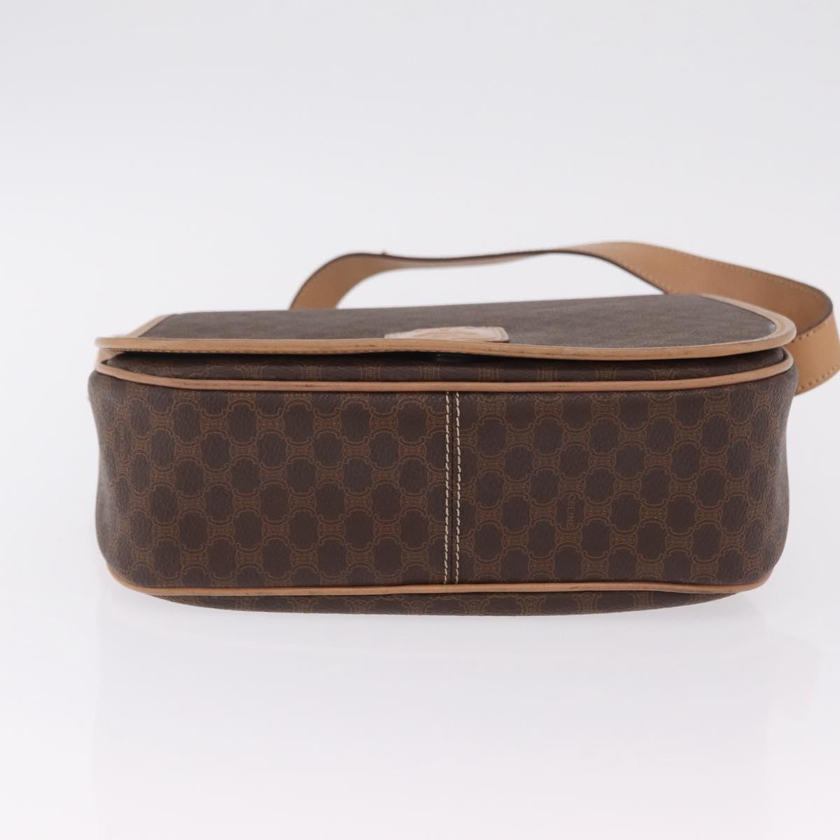 CELINE Macadam Shoulder Bag PVC Brown Gold Tone Auth mr3037A