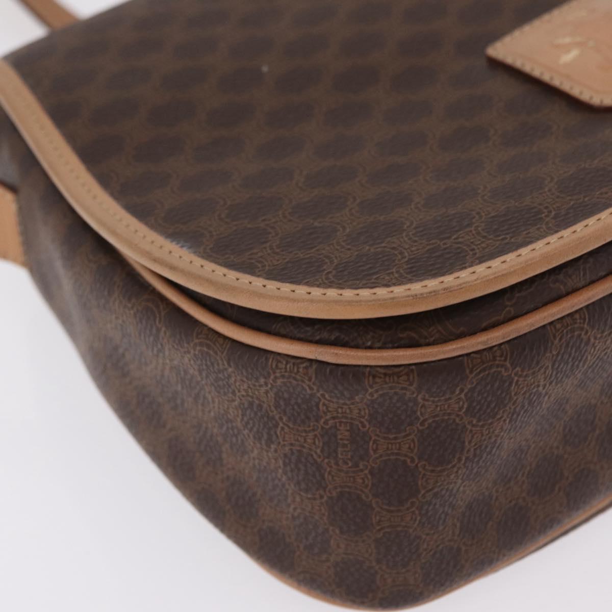 CELINE Macadam Shoulder Bag PVC Brown Gold Tone Auth mr3037A