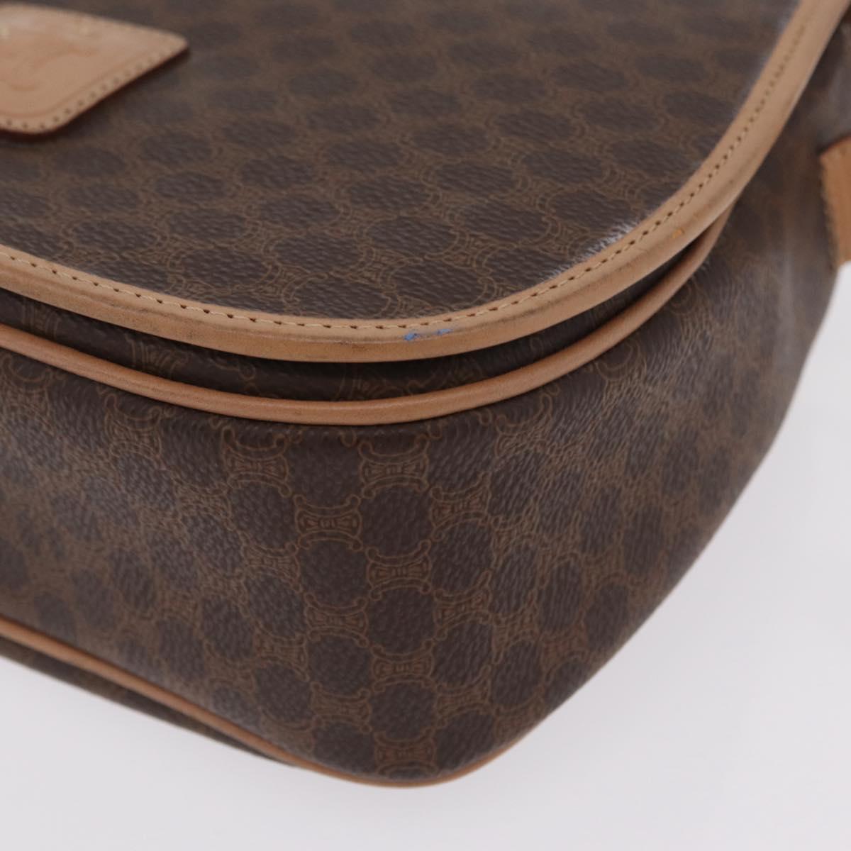 CELINE Macadam Shoulder Bag PVC Brown Gold Tone Auth mr3037A