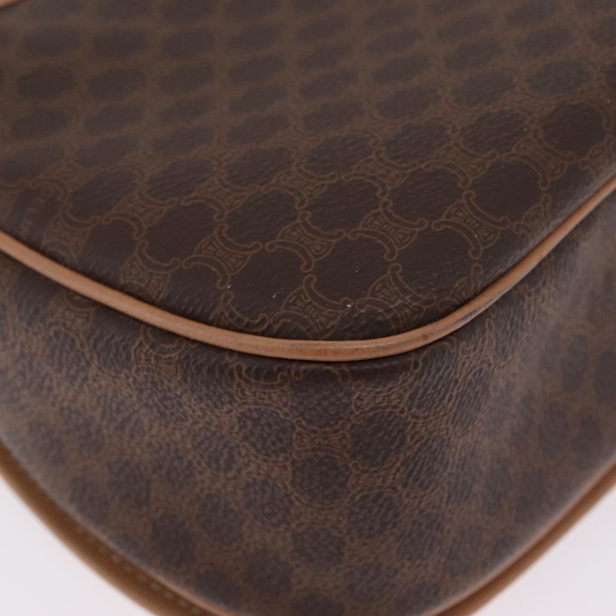 CELINE Macadam Shoulder Bag PVC Brown Gold Tone Auth mr3037A