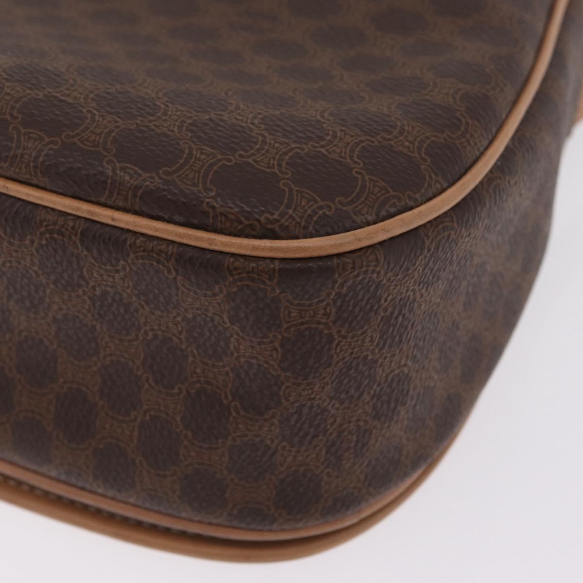 CELINE Macadam Shoulder Bag PVC Brown Gold Tone Auth mr3037A