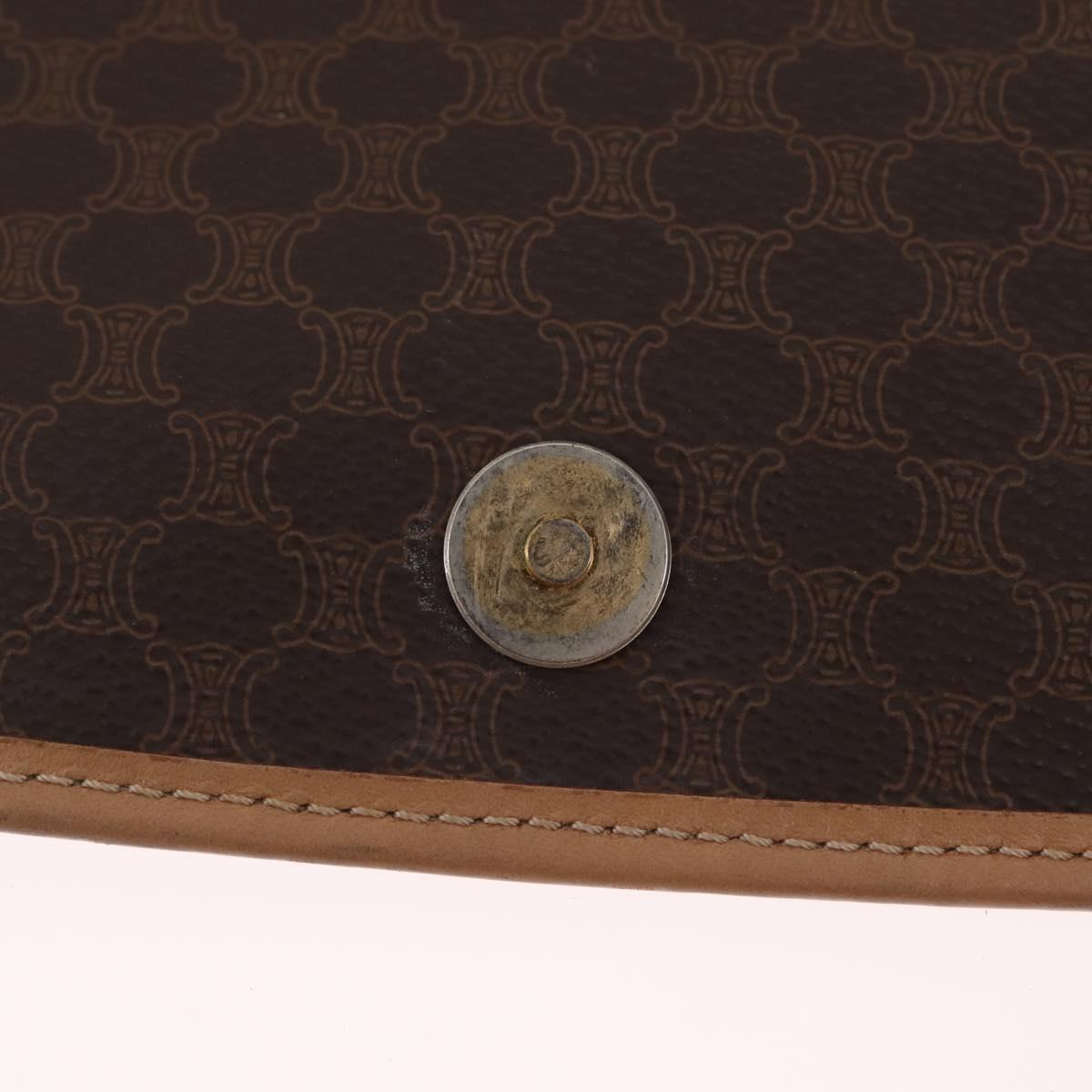 CELINE Macadam Shoulder Bag PVC Brown Gold Tone Auth mr3037A