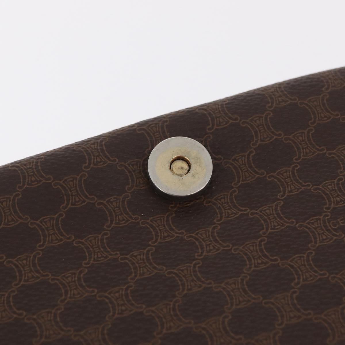 CELINE Macadam Shoulder Bag PVC Brown Gold Tone Auth mr3037A