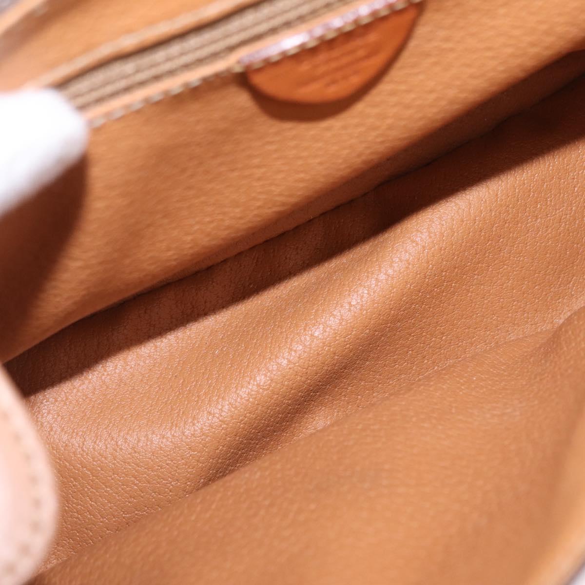 CELINE Macadam Shoulder Bag PVC Brown Gold Tone Auth mr3037A