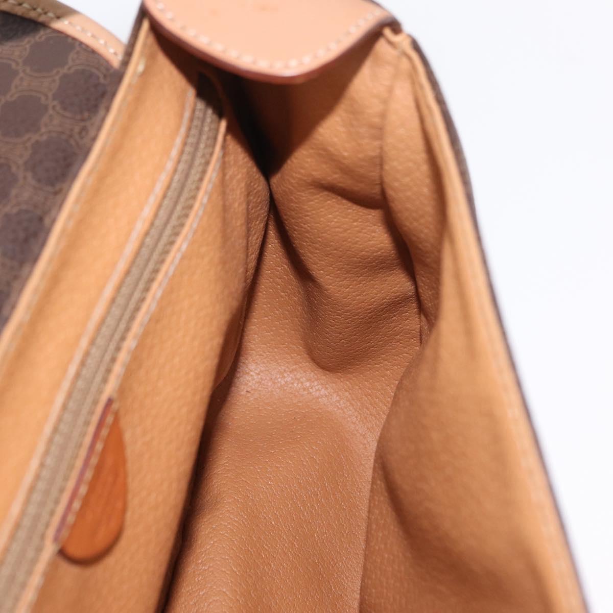 CELINE Macadam Shoulder Bag PVC Brown Gold Tone Auth mr3037A